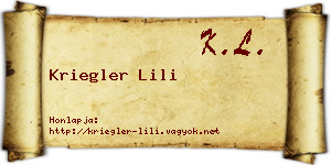 Kriegler Lili névjegykártya